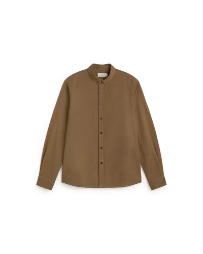 Thinking Mu Men's Brown Ant Camel Checkered Shirt