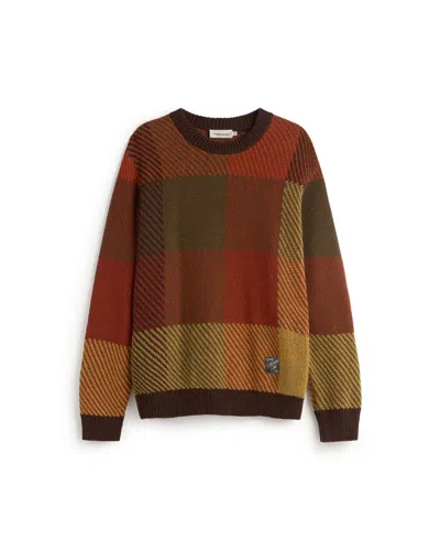 Thinking Mu Men's Brown Checkered Wool Khem Sweater