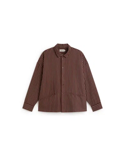 Thinking Mu Men's Brown Jim O-hara Striped Shirt