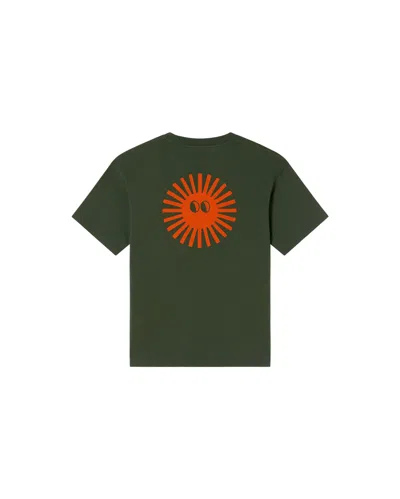 Thinking Mu Men's Green T-shirt Face Sol Red Back