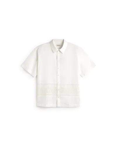 Thinking Mu Men's Kurtis White Embroidered Oversize Shirt