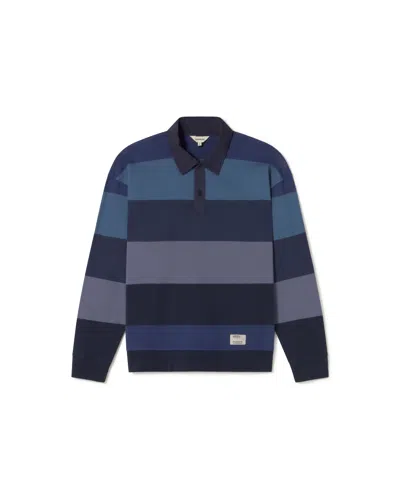 Thinking Mu Men's Multicolor Blue Striped Polo Shirt Bob