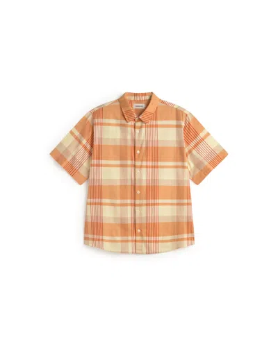 Thinking Mu Men's Orange Plaid Shirt Tom