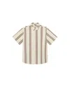 Thinking Mu Men's White Brown Striped Shirt Tom In White