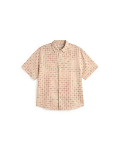 Thinking Mu Men's White Kurtis Oversize Lattice Plaid Shirt In Neutral