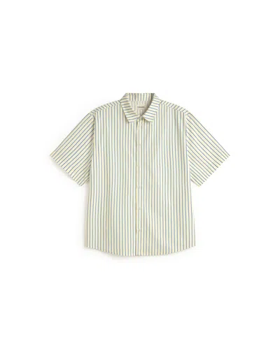 Thinking Mu Men's White Paddy Striped Poplin Shirt
