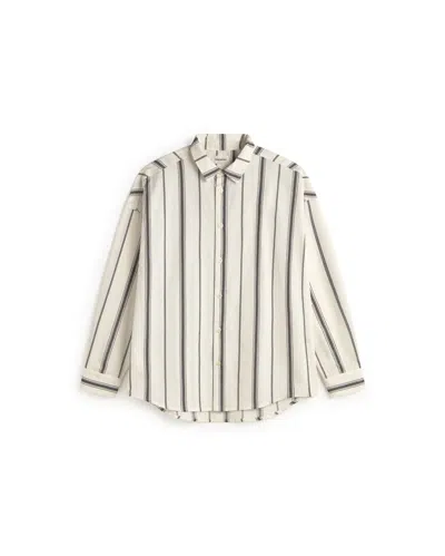 Thinking Mu Men's White Striped Haru Shirt