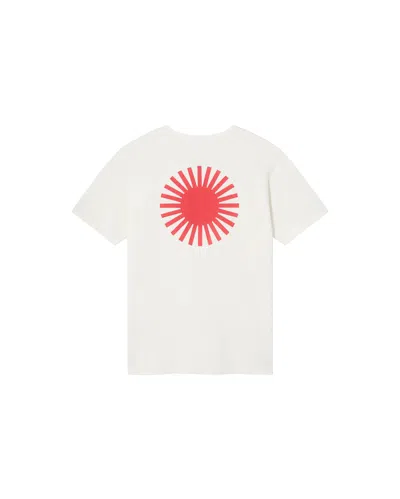 Thinking Mu Men's White T-shirt Back Red Sun