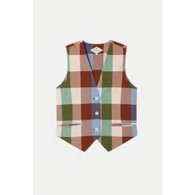 Thinking Mu Multi Colored Edith Vest In Brown