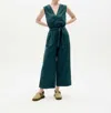 Thinking Mu Seersucker Winona Jumpsuit In Bottle Green