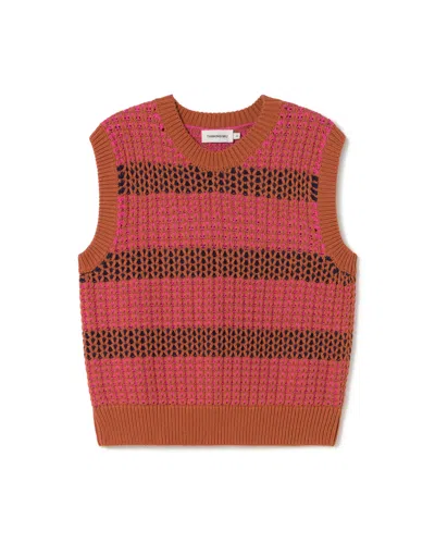 Thinking Mu Women's Aria Multicolor Knitted Vest In Pink