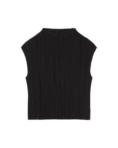 Thinking Mu Women's Black Pleated Maddox Top