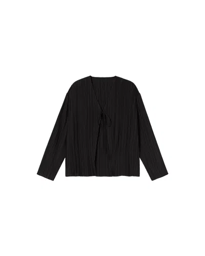 Thinking Mu Women's Black Pleated Marina Blouse