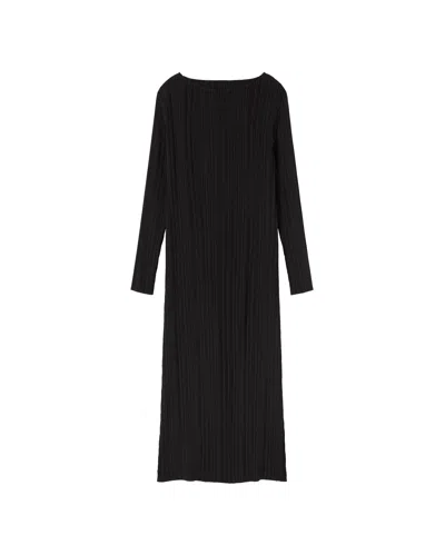 Thinking Mu Women's Black Pleated Myrtle Dress