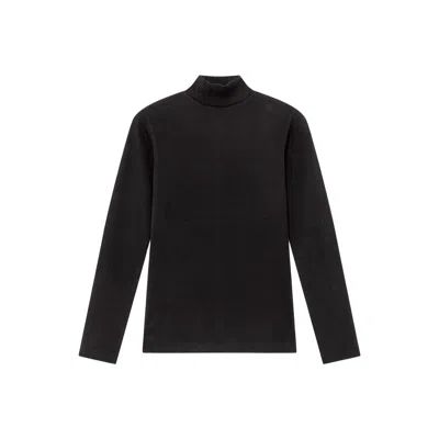 Thinking Mu Women's Black Rib Organic Cotton Aine Top