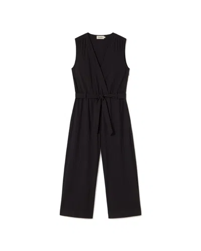 Thinking Mu Women's Black Seersucker Jumpsuit Winona