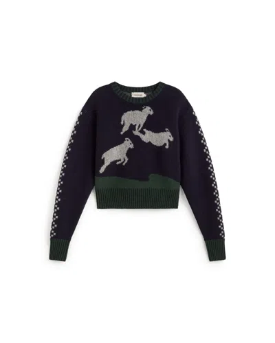 Thinking Mu Women's Blue Basil Wool Sweater