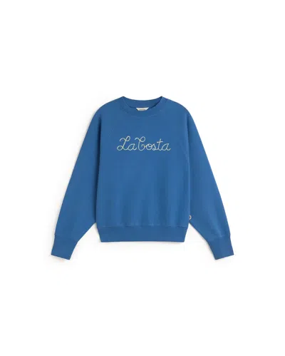 Thinking Mu Women's Blue Hand-embroidered Sweatshirt Bonnie Coast