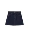Thinking Mu Women's Blue Kimmy Dark Clean Denim Skirt In Blue