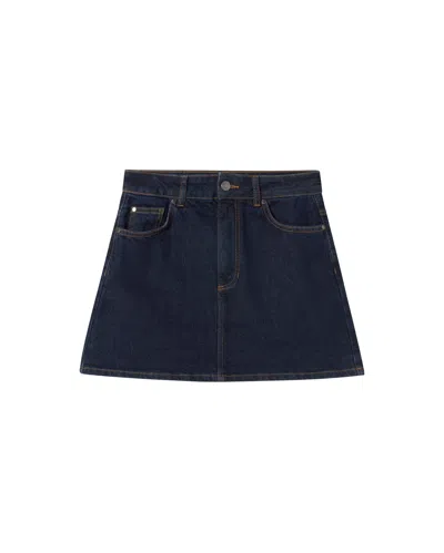 Thinking Mu Women's Blue Kimmy Dark Clean Denim Skirt