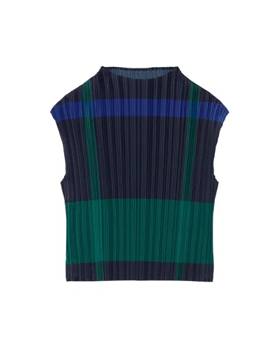 Thinking Mu Women's Blue Multicolour Pleated Maddox Top