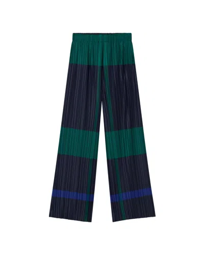 Thinking Mu Women's Blue Multicolour Pleated Maro Pants
