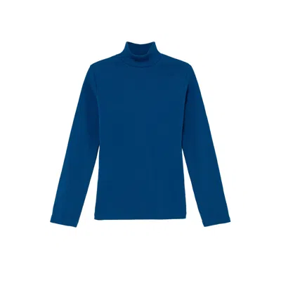 Thinking Mu Women's Blue Rib Organic Cotton Aine Top