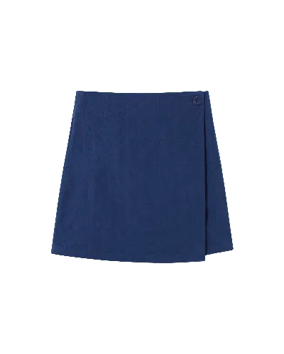 Thinking Mu Women's Blue Seersucker Milena Skirt