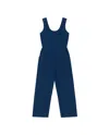 Thinking Mu Women's Blue Seersucker Rafflesia Jumpsuit In Blue