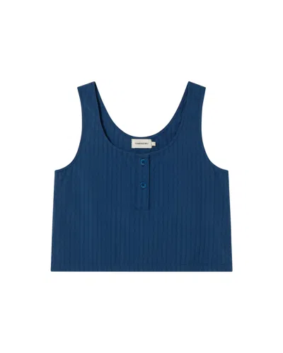 Thinking Mu Women's Blue Seersucker Top Justine