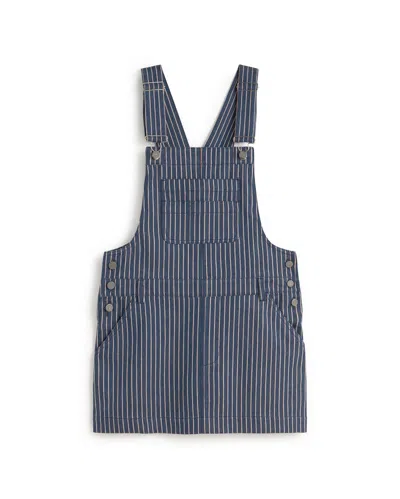 Thinking Mu Women's Blue Short Dress Pichi Stripes Natural Dye Railway Rafaela