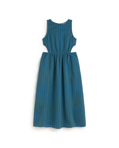 Thinking Mu Women's Blue Windsor Kin Striped Midi Dress