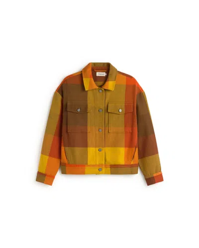Thinking Mu Women's Brown Checkered Frans Jacket In Multi