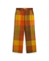 Thinking Mu Women's Brown Checkered Straight Hermione Pants In Brown
