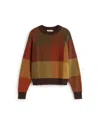 Thinking Mu Women's Brown Checkered Wool Nur Sweater In Multi