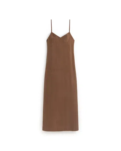 Thinking Mu Women's Brown Long Dress Cupro Dina