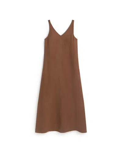 Thinking Mu Women's Brown Long Dress Cupro Sade