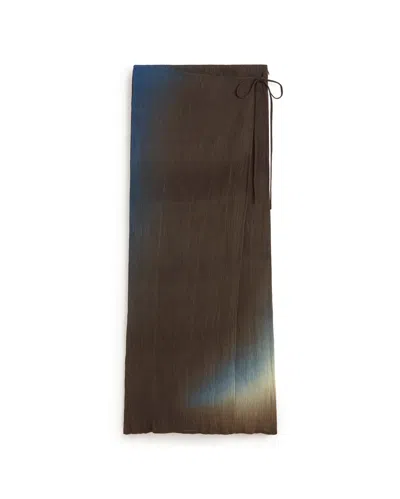 Thinking Mu Women's Brown Pleated Long Skirt Glass Pauline In Multi
