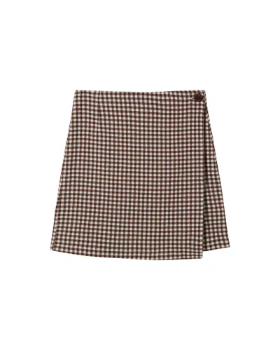 Thinking Mu Women's Brown Seersucker Milena Skirt