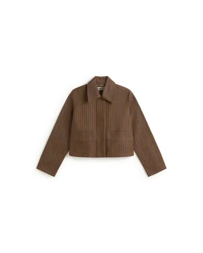 Thinking Mu Women's Brown Striped Natural Dyes Astrid Jacket