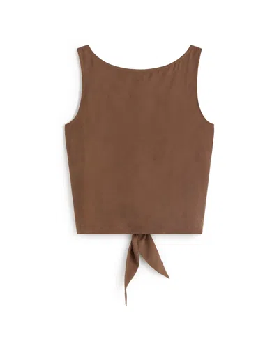 Thinking Mu Women's Brown Top With Cupro Bow Solea In Multi
