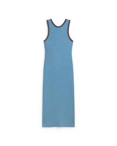 Thinking Mu Women's Doechi Blue Slim Back Slit Dress