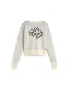 Thinking Mu Women's Grey Ecru Knitted Flower Philis Sweater In Gray
