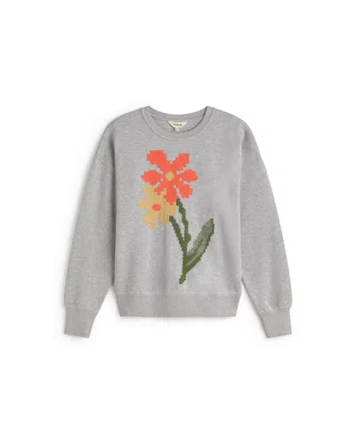 Thinking Mu Women's Grey Jodie Poppy Embroidered Sweatshirt In Gray