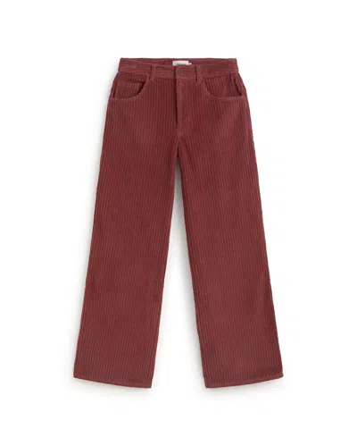 Thinking Mu Women's Hedda Red Corduroy Wide-leg Pants In Brown