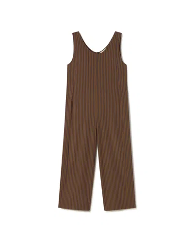 Thinking Mu Women's Janis Brown Striped Jumpsuit