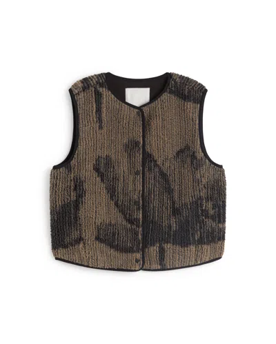 Thinking Mu Women's Jay Lotus Brown Shearling Vest