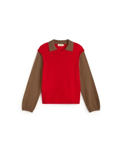 Thinking Mu Women's Khalida Multicolored Merino Wool Sweater In Red