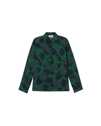 Thinking Mu Women's Leaf Green Blouse Katha