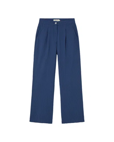 Thinking Mu Women's Manolita Seersucker Blue Pants